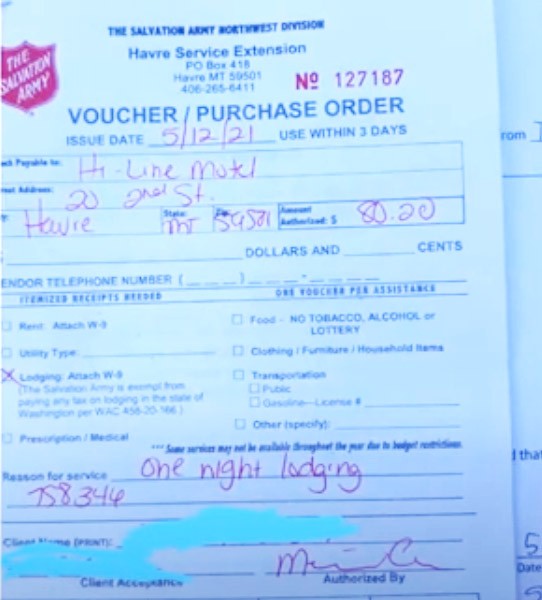 Salvation Army Hotel Voucher Form